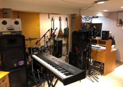 Studio equipment room full of instruments